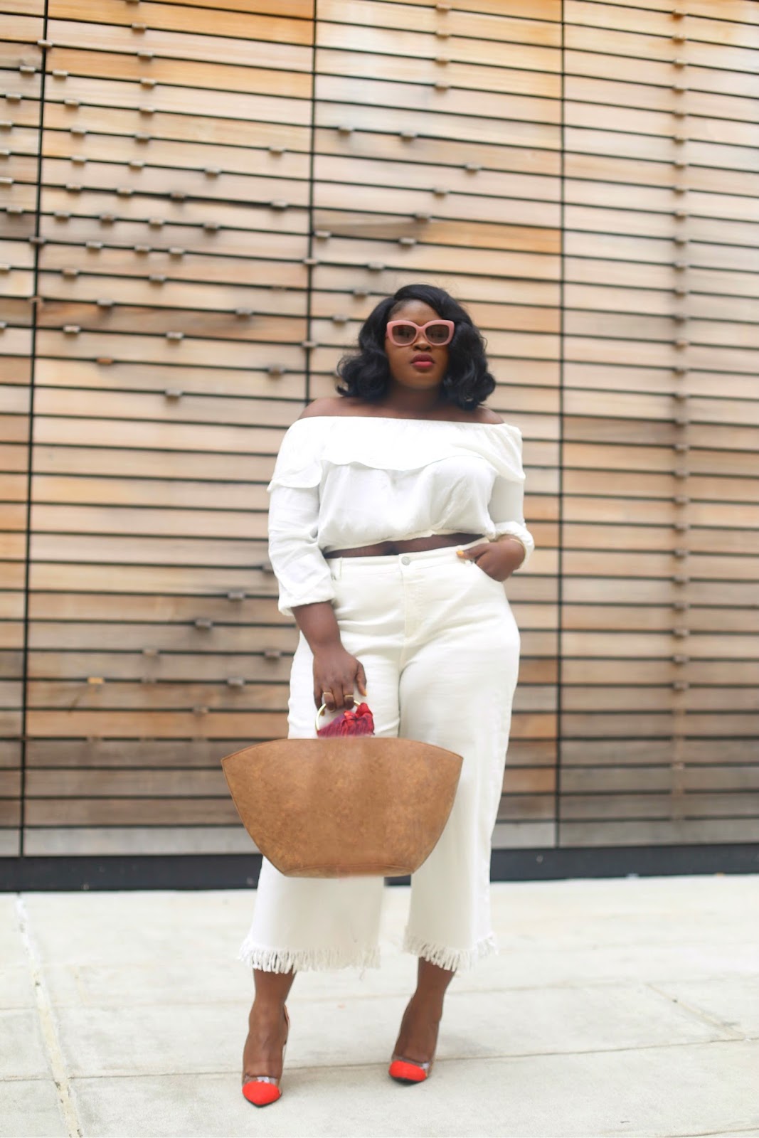 plus size denim and white outfits