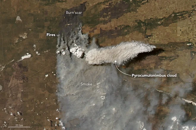 Argentine fires created an unusual cloud