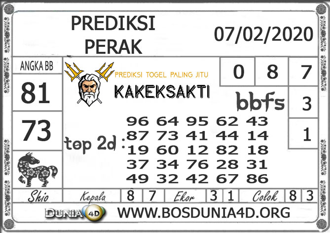 Prediksi Togel PERAK DUNIA4D 07 FEBRUARI 2020 Prediksi Togel PERAK DUNIA4D 07 FEBRUARI 2020