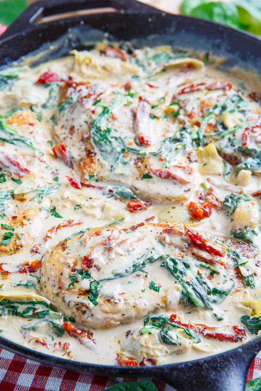 Spinach and Artichoke Skillet Chicken with Sundried Tomatoes Recipe on ...