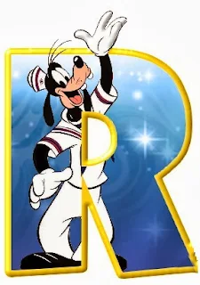 Alfabeto de personajes Disney con letras grandes R Goofy. 