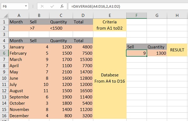 How to use dtabase function in excel