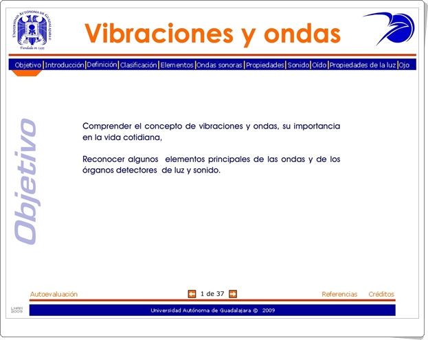 "Vibraciones y ondas" (Aplicación interactiva de Ciencias Naturales)