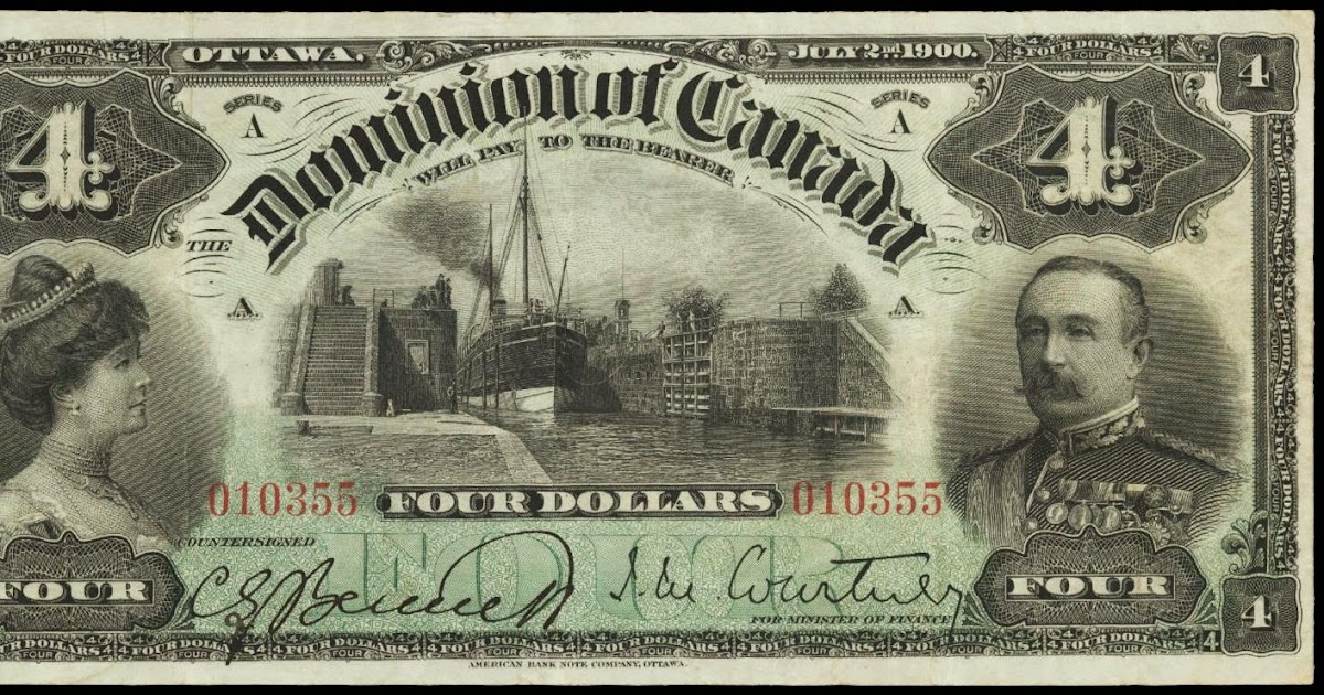 Dominion of Canada 4 Dollar Bill 1900|World Banknotes & Coins Pictures