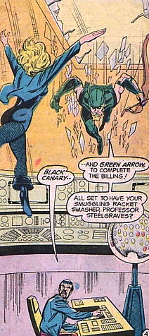 Action Comics #441, Green Arrow and Black Canary drop in through the skylight, Mike Grell