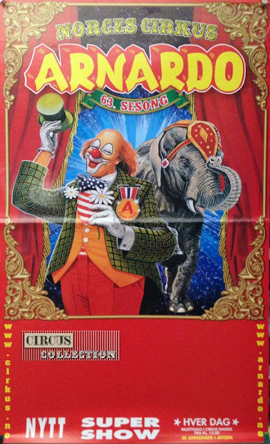 clown et éléphant à l'affiche de la 63 Eme saison du cirque norvégien Arnardo