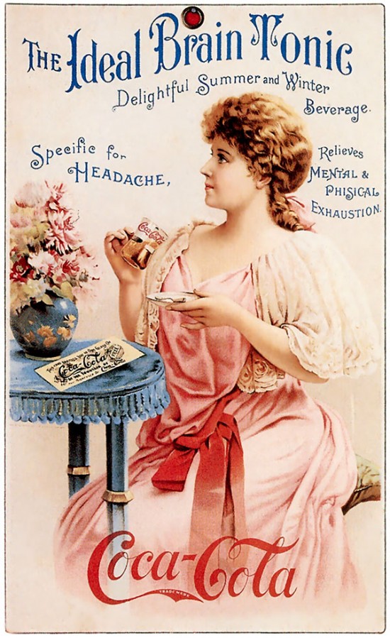 Propaganda da Coca-Cola em 1890. Campanha apresentava os benefícios à saúde.