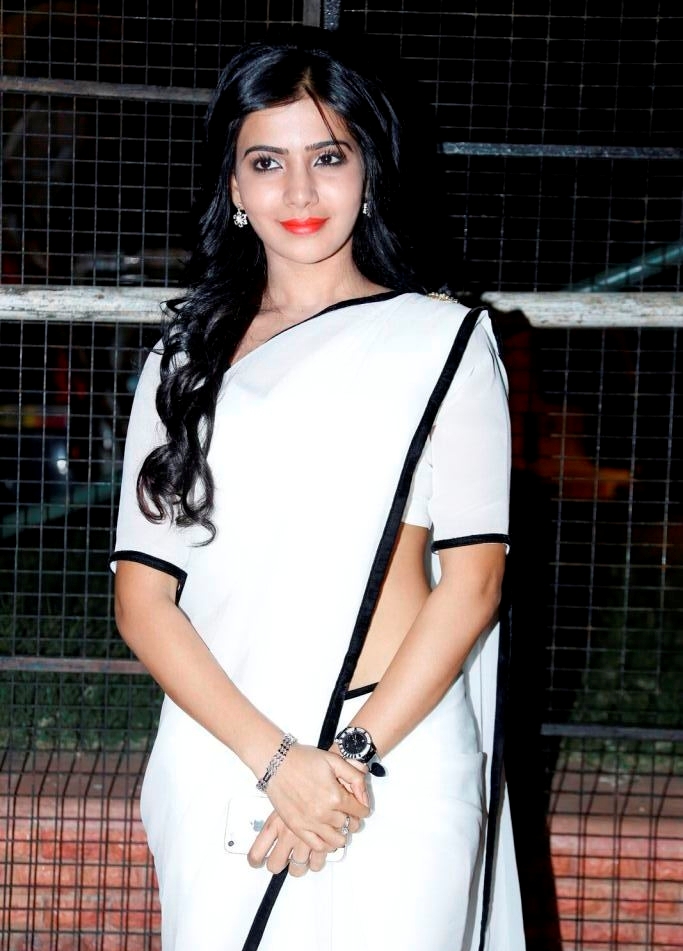 Beautiful Indian Girl Samantha Navel Show White Saree - Tollywood Boost