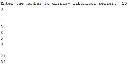 Fibonacci series using Java program