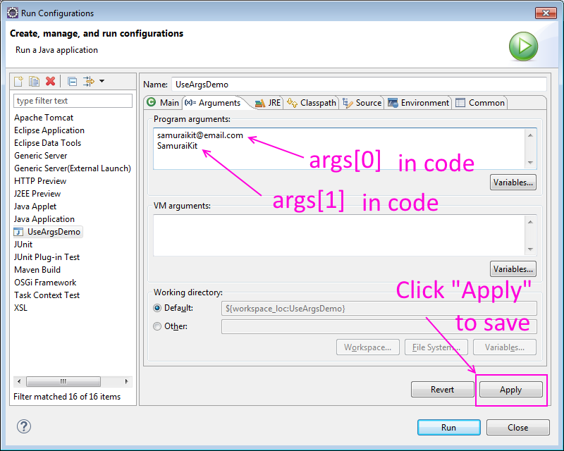 C Windows Form Application Command Line Arguments In Eclipse