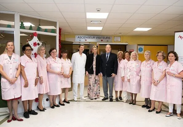 Princess Grace Hospital and presented the traditional Christmas gifts floral maxi belted dress. Peter Pilotto, Christian Dior