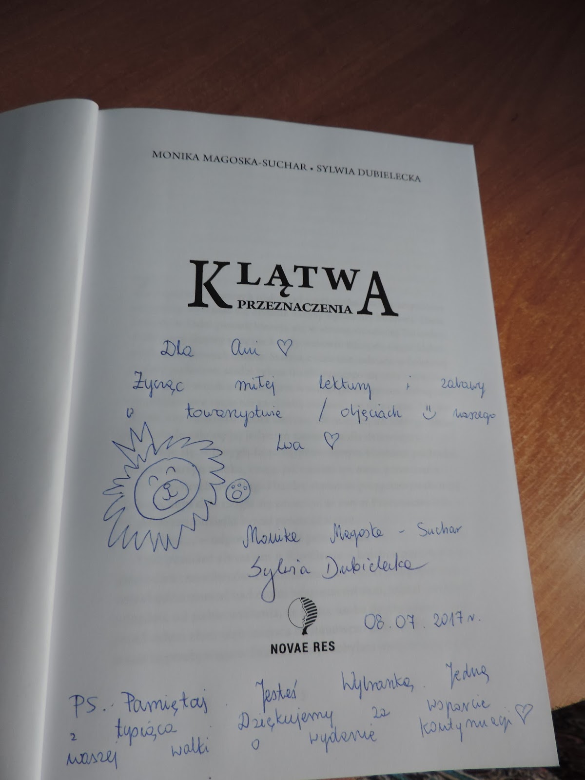 Czytelnia Anny Ksiazka Z Dedykacja Klatwa Przeznaczenia Monika