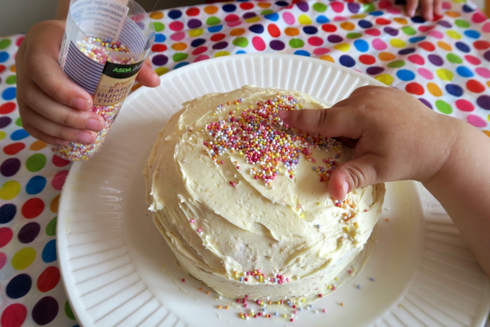 Creating a Rainbow Hundreds and Thousands Cake from ASDA