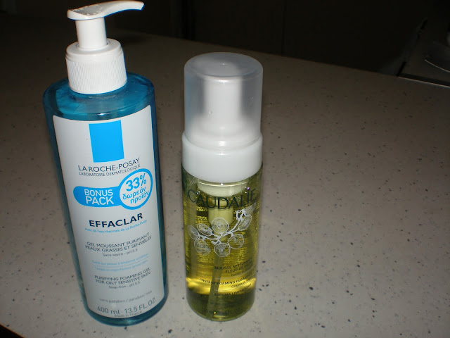 Cleansing prodcuts: La roche-posay purifying foaming gel and Caudalie Instant foaming cleanser