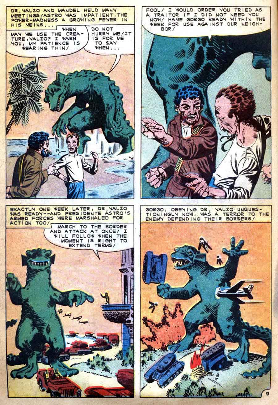 Steve Ditko 1960s silver age charlton monster comic book page art - Gorgo v1 #3