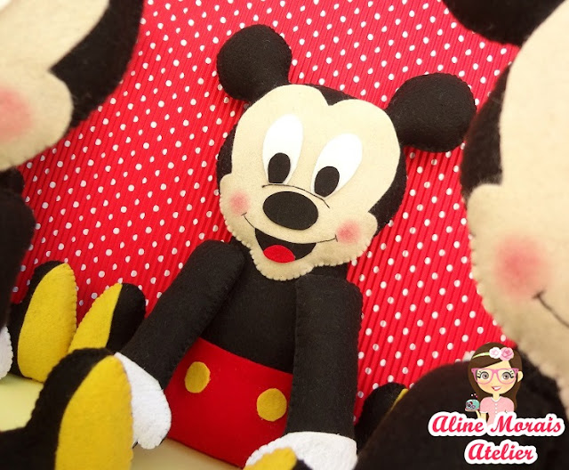 mickey e minnie boneco de feltro centro de mesa aniversário lembrancinha