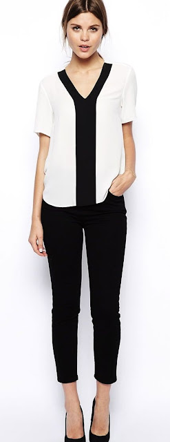 Women's fashion | V neck color block shirt | Just a Pretty Style