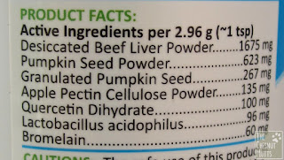 Beef liver powder, pumpkin seed powder, apple pectin