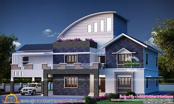 Super stylish mix roof house plan