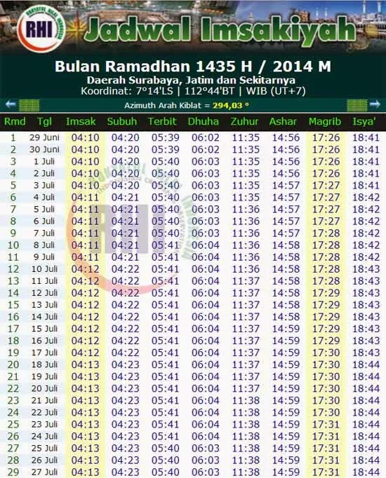 Jadwal Shalat Surabaya Bulan Maret 2015 ~ Info Surabaya