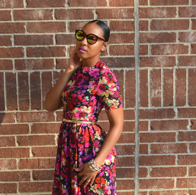 Brittany E.: DIY Floral Gathered Dress Using Vogue 8815 Bodice