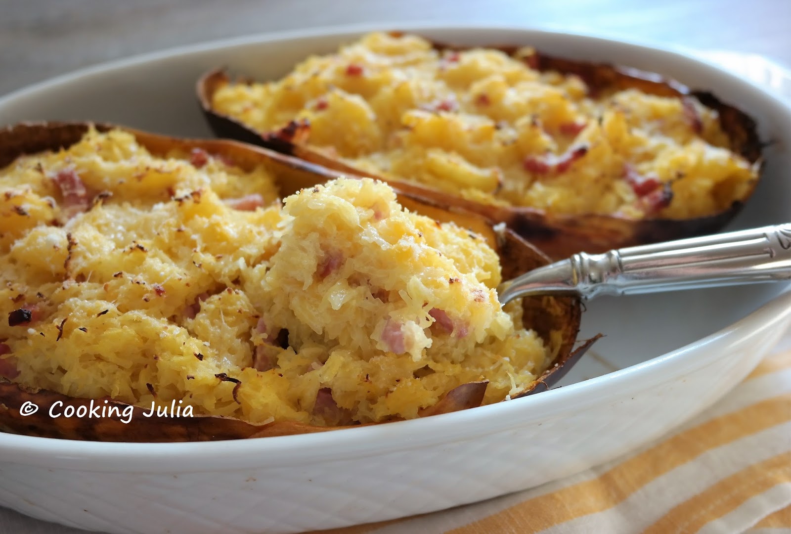 Cooking Julia Courge Spaghetti Facon Carbonara