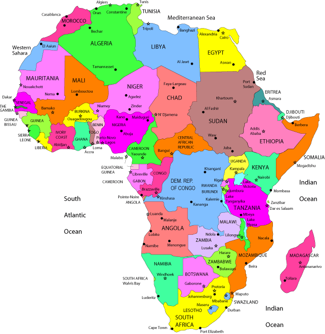 Mapa de África Político Región País