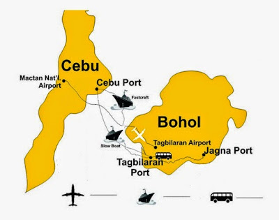       Map of Cebu and Bohol