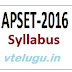 APSET 2016 Subjects & Syllabus