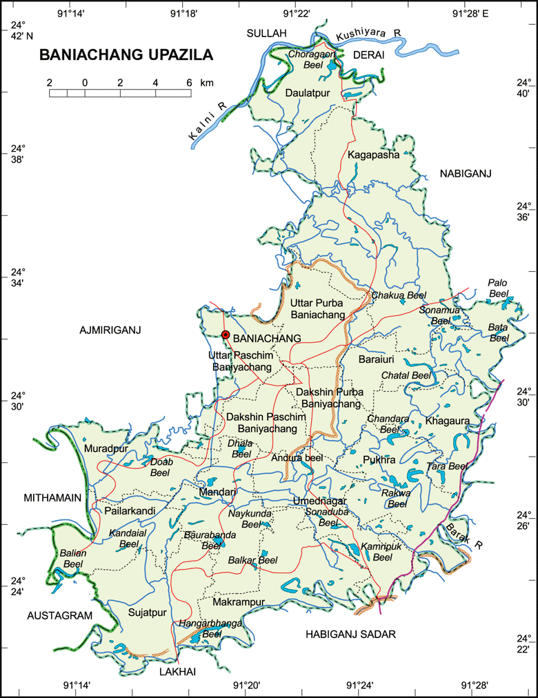 Baniachong Upazila Map Habiganj District Bangladesh