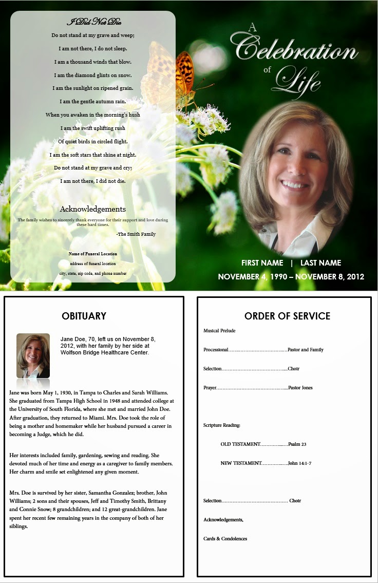 The FuneralMemorial Program Blog Free Funeral Program Template