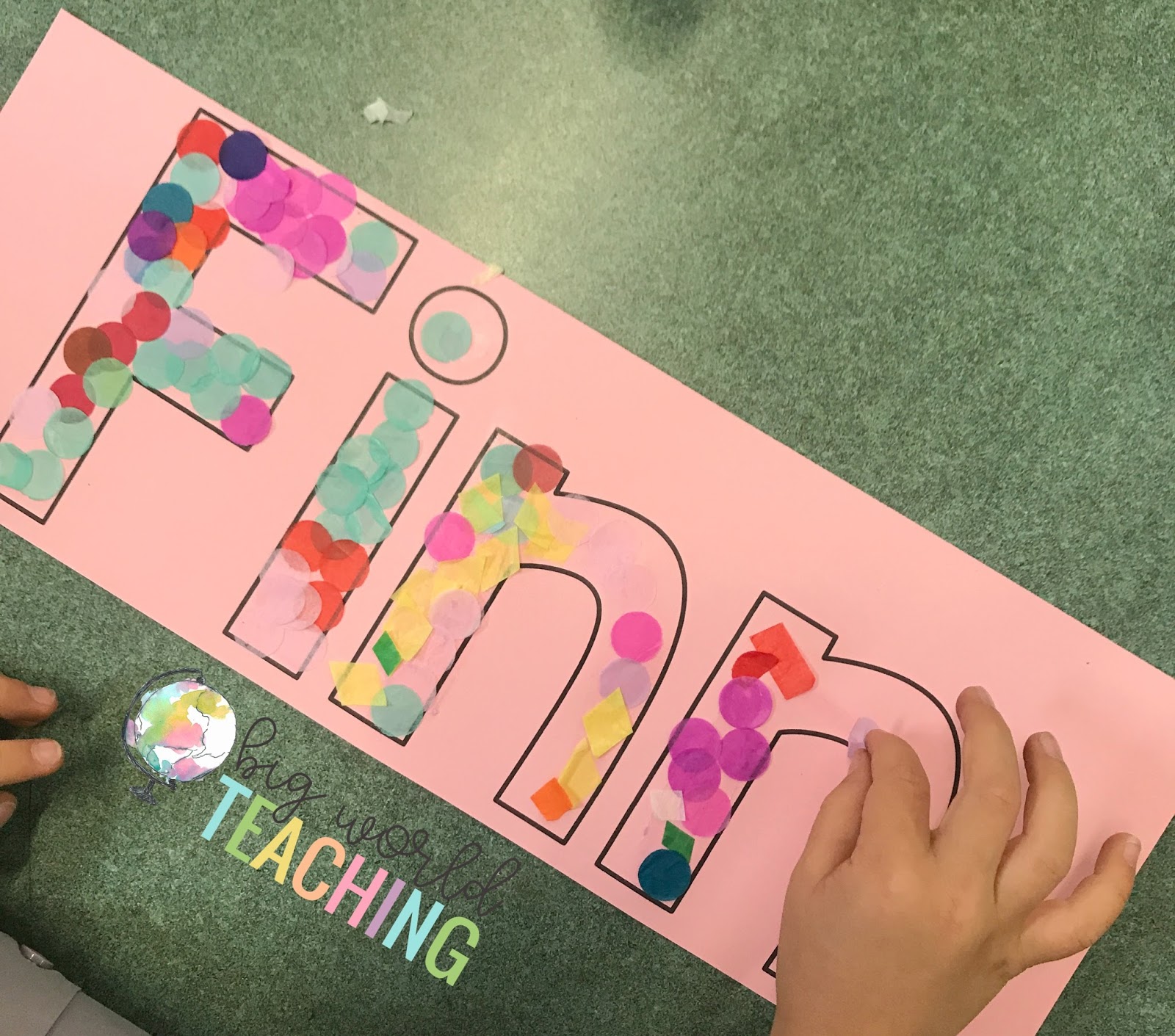 How To Confetti Name Art Back to School {FREEBIE} Big World Teaching