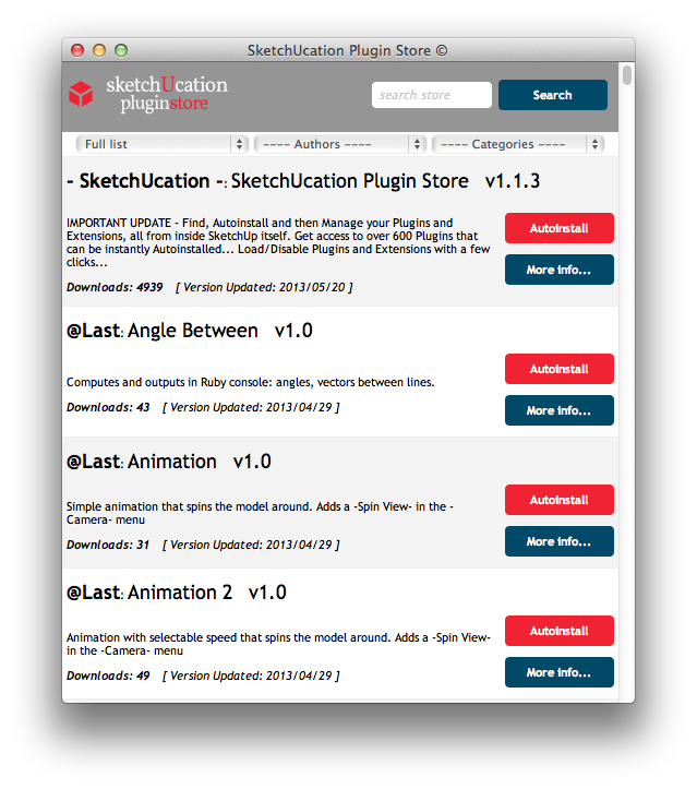 SketchUp MAC SketchUcation Plugin Store で Plugin をインストール