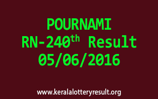 POURNAMI Lottery RN 240 Results 5-6-2016