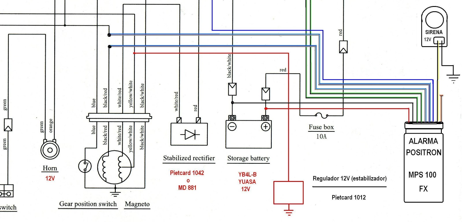 Suzuki AX100 Pasión por 2T: Instalacion Alarma Pst Mps100 en Moto