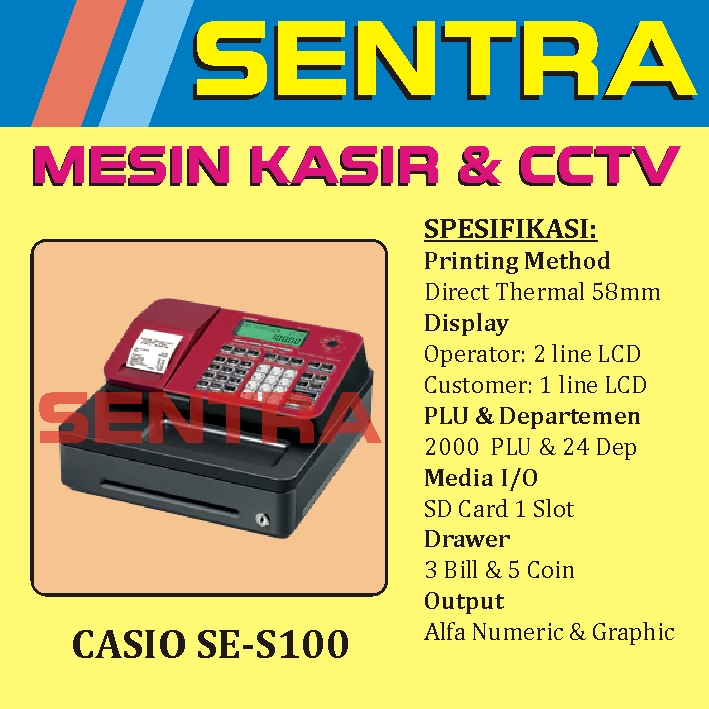Jual Cash Register CASIO SES100 Komputer Kasir Swalayan Toko Alat
