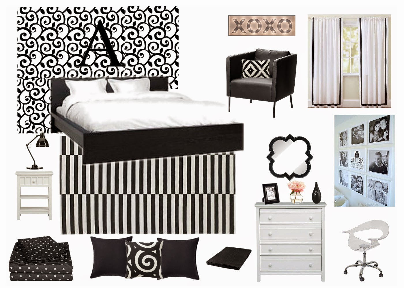 simply life design: Black and White Bedroom Design Plan