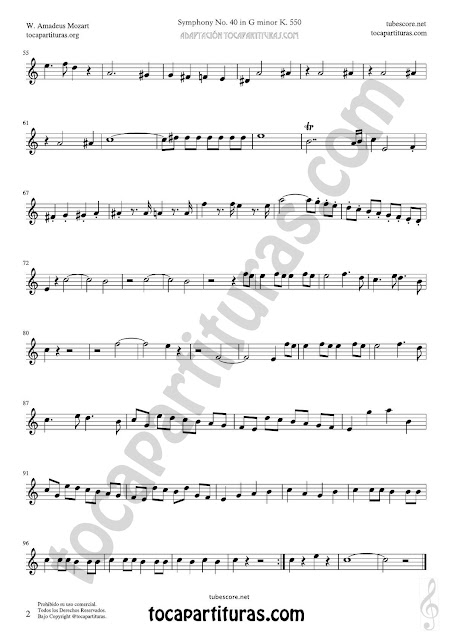 2 Symphony Nº 40 Easy Sheet Music for Solfeggio Music Score Ritmo y Entonacion PDF and MIDI here