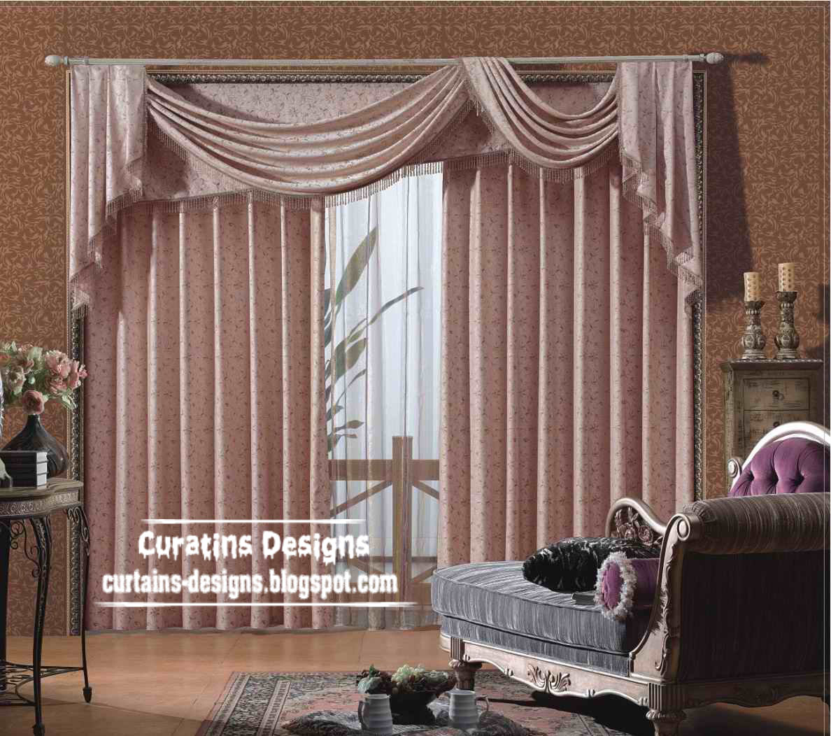 Contemporary curtain scarf pink model for bedroom