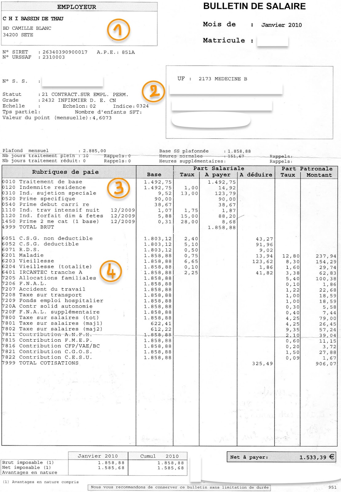 exemple bulletin de salaire fonctionnaire