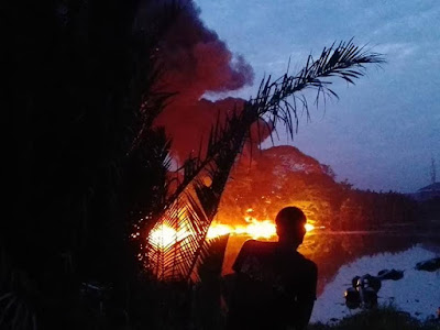 Photos: Illegal refinery goes up in flames in Port Harcourt