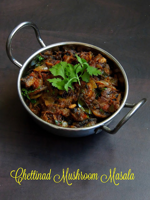 Chettinad Mushroom Masala; Kaalan Chettinad, Mushroom Curry