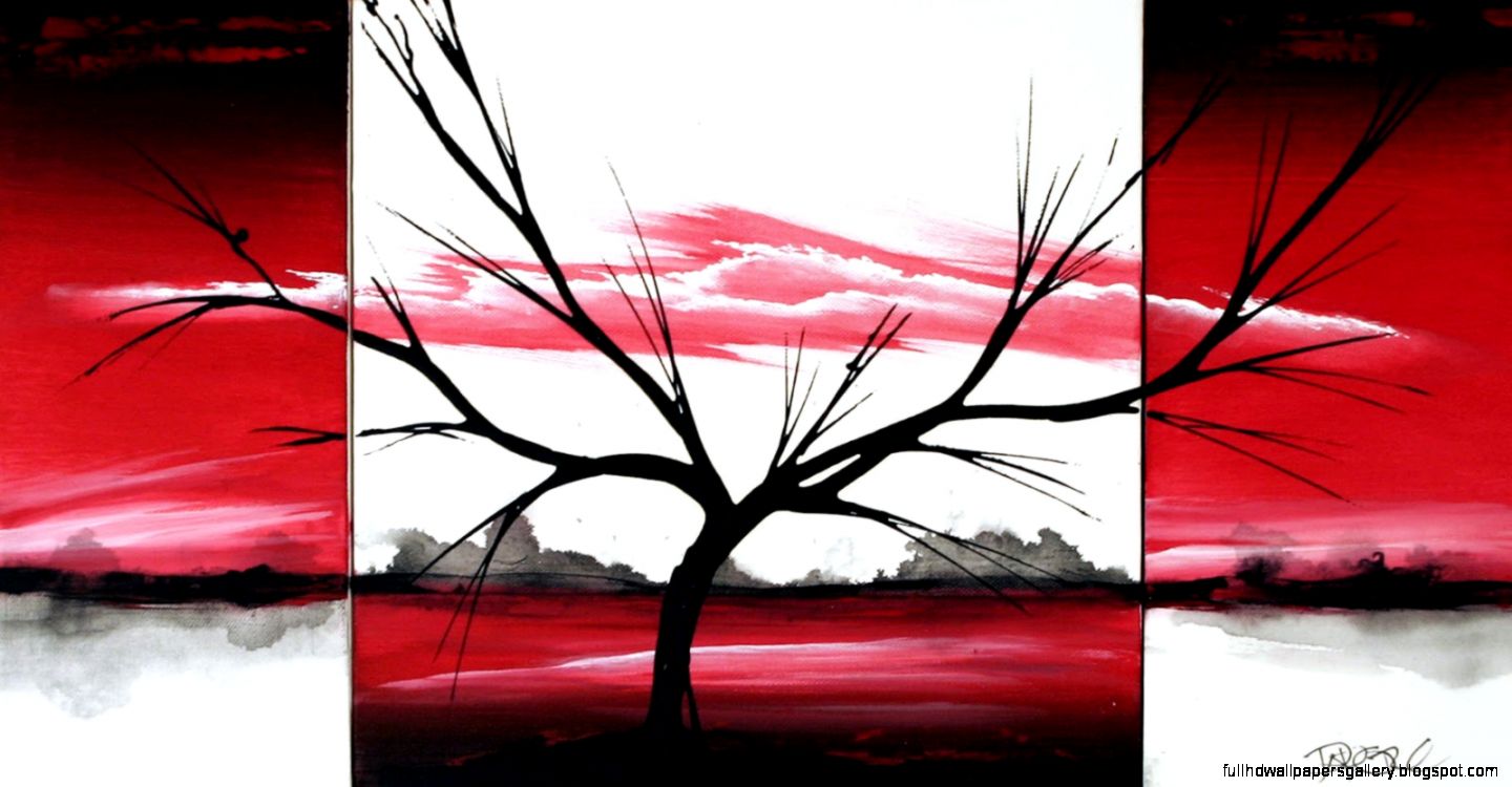 Red Black and White Art