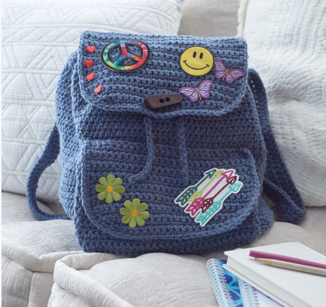 Patch Backpack Red Heart Free Crochet Pattern Kristi Simpson Designs