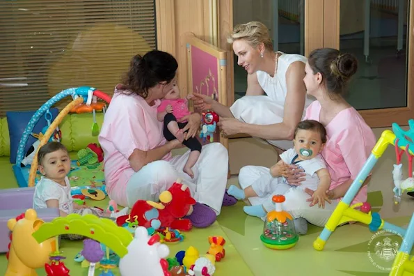 Prince Albert and Princess Charlene of Monaco attended the opening of a new nursery at the Princess Grace hospital