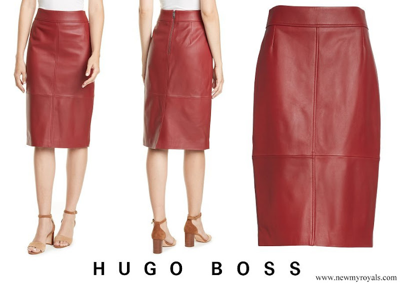 hugo boss selrita leather skirt