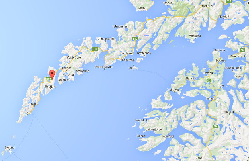 Mapa de Google de Islas Lofoten