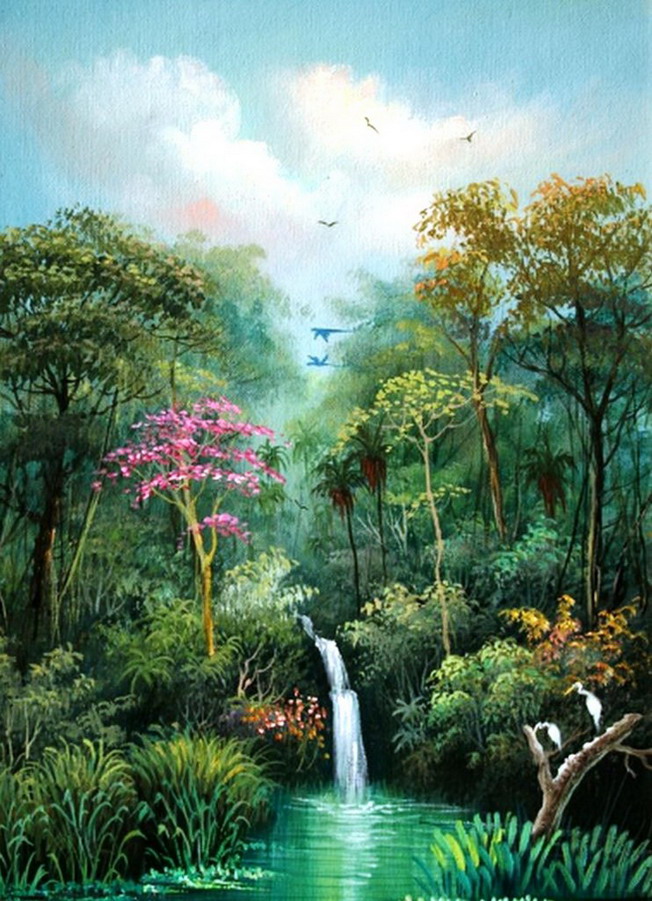 Pintura Moderna y Fotografía Artística PAISAJES DEL AMAZONAS AL OLEO