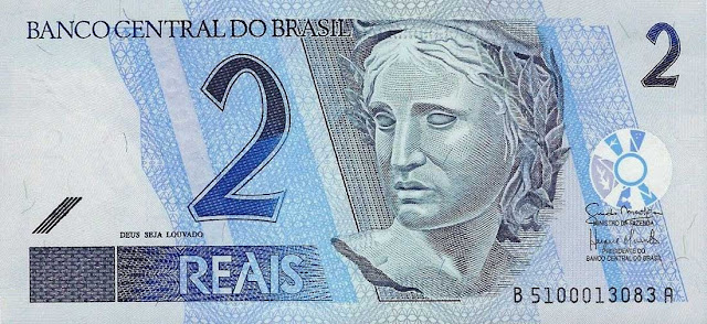 Brazil Currency 2 Reals banknote 2001 Effigy of the Republic