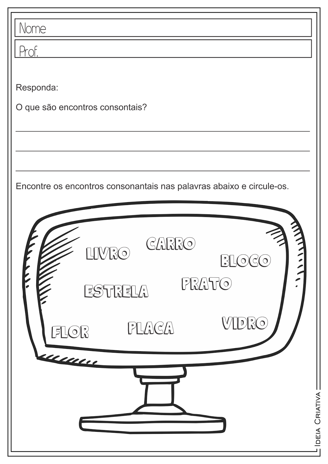 Atividades Educativas Língua Portuguesa Encontros Consonantais para Ensino Fundamental